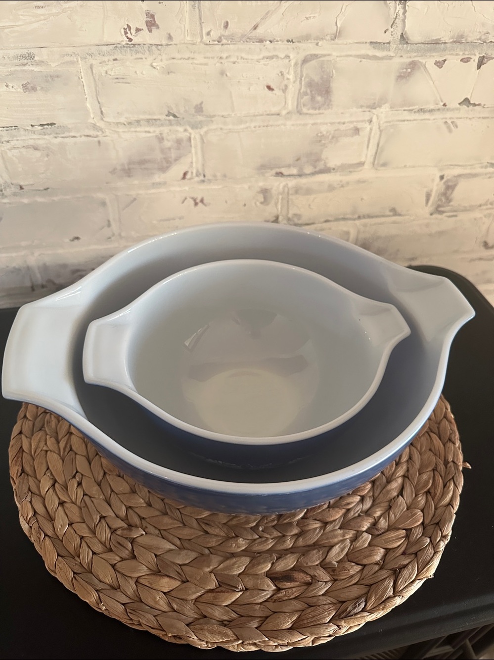 Vintage Pyrex 2 Piece Set Colonial Mist Cinderella Mixing Bowls 444 & 442 - Picture 8 of 9